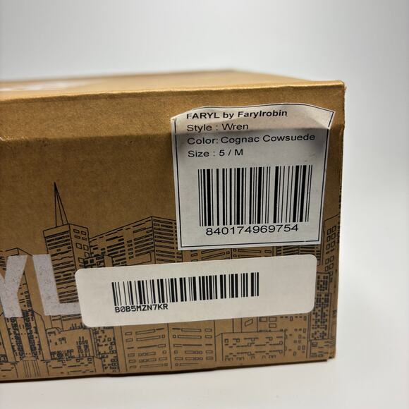 FARYL by Farylrobin Wren Pointed Toe Heeled Booties in Cognac Cowsuede - Picture 10 of 10